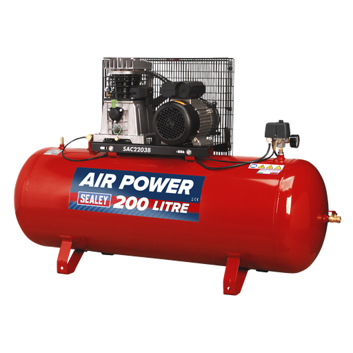 [SAC2203B] Sealey 200L Belt Drive Air Compressor with Cast Cylinders 3hp