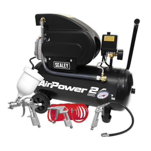 [SAC2420APK] Sealey 24L Direct Drive Air Compressor 2hp with 4pc Air Accessor