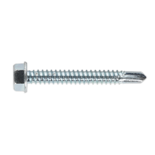 [SDHX6350] Sealey Zinc Plated Self-Drilling Hex Head Screw 6.3 x 50mm - Pac