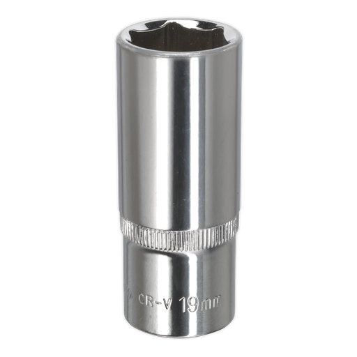 [SP3819D] Sealey Premier Fully Polished Socket 3/8"Sq Drive 19mm