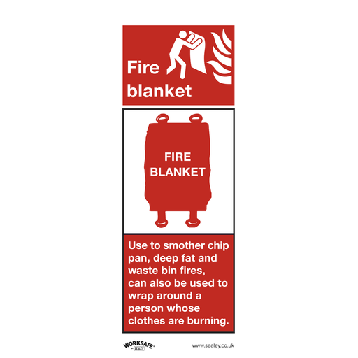 [SS53P10] Sealey Worksafe® Fire Blanket, Rigid Plastic Safety Sign - Pack 