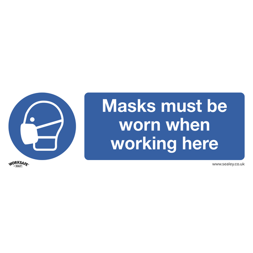 [SS57P10] Sealey Worksafe® Masks Must Be Worn Safety Sign, Rigid Plastic -