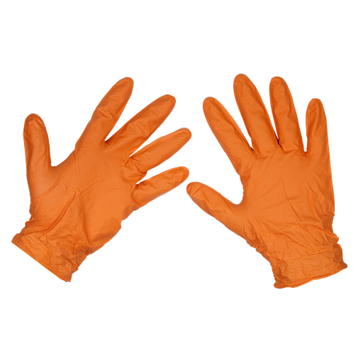 [SSP56L] Sealey Diamond Grip Extra-Thick Nitrile Powder-Free Gloves, Oran