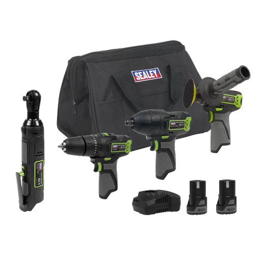 [CP108VCOMBO1EU] Sealey 4 x SV10.8 Series Cordless Combo Kit 10.8V - 2 Batteries 