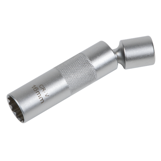 [AK6571] Sealey Spark Plug Socket with Universal Joint 3/8"Sq Drive 12-Po