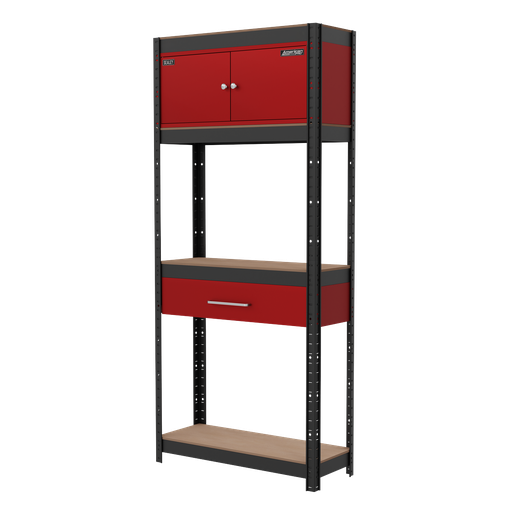 [AP830R] Sealey Shelving Unit 4-Tier with Cupboard & Drawer